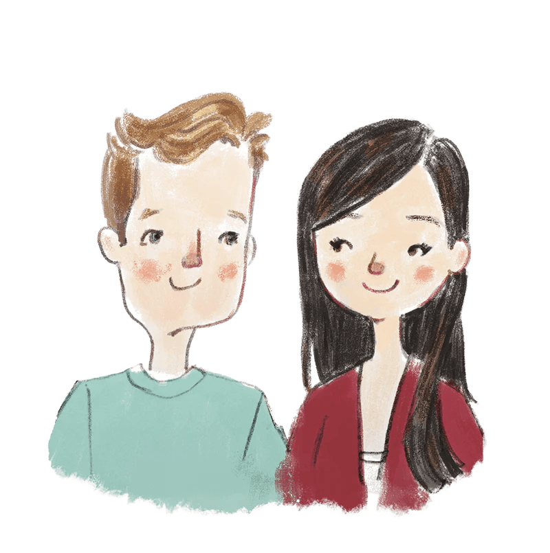 Illustrated portrait of Scott and Tammy