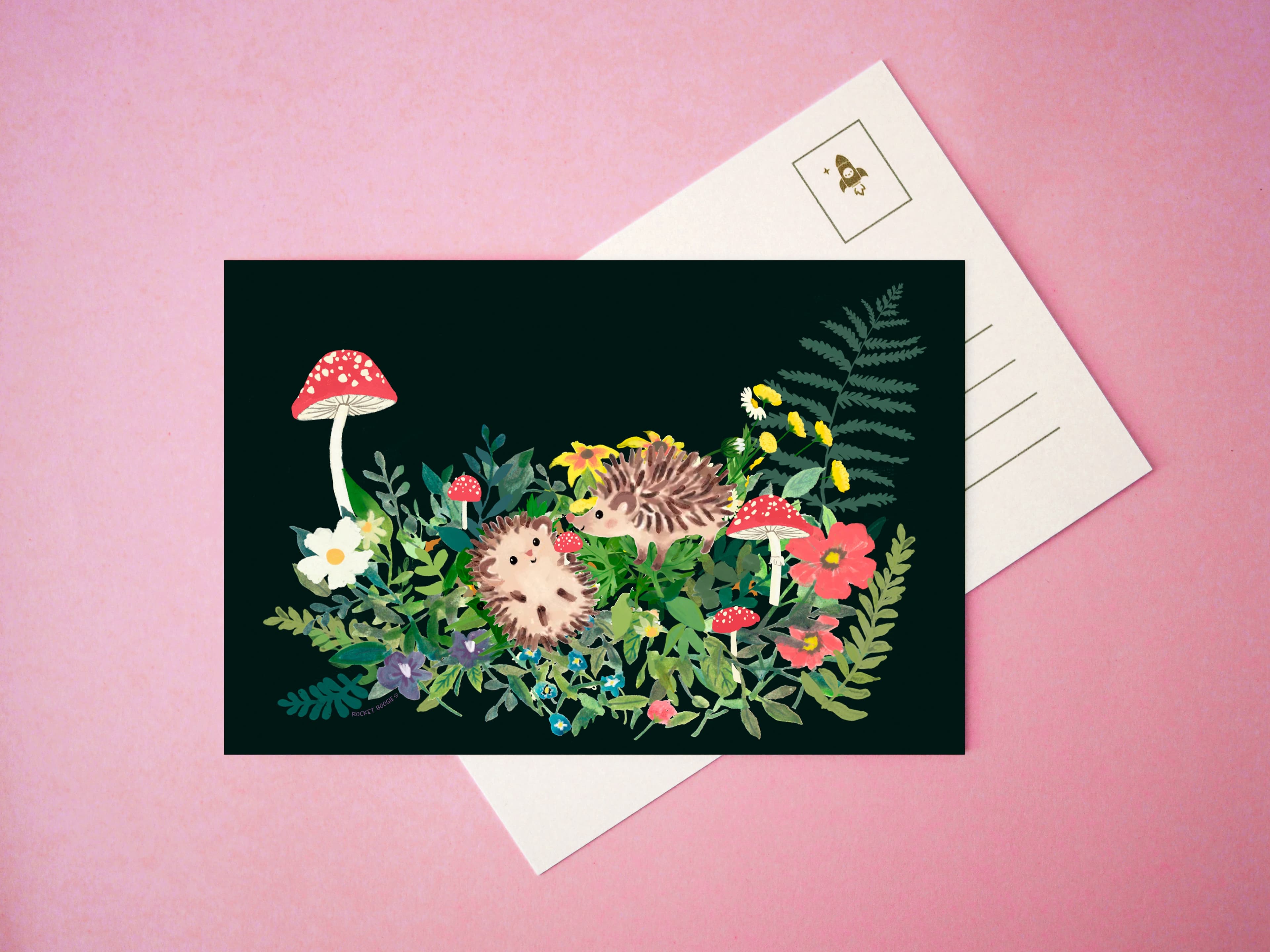 Happy Hedgehogs Mini Print / Postcard