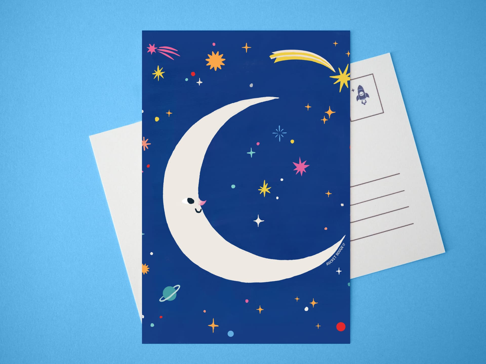 Happy Moon Mini Print / Postcard