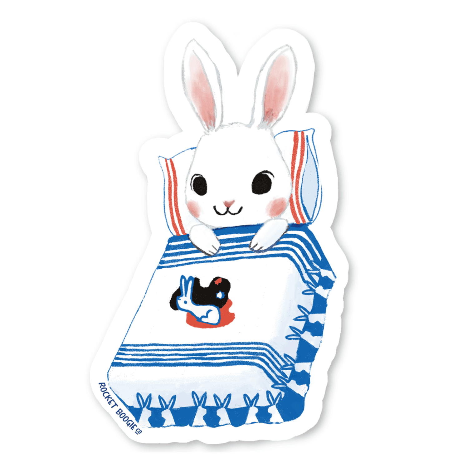 White Rabbit Bunny Bedtime Sticker