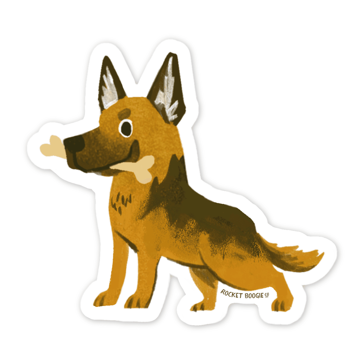 German Shepherd with Bone Sticker
