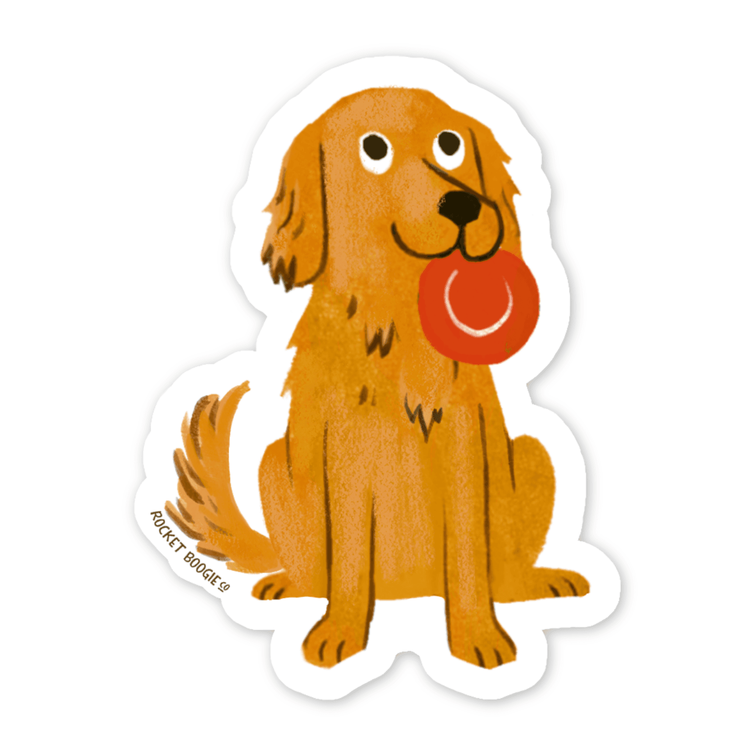 Golden Retriever with Frisbee Sticker