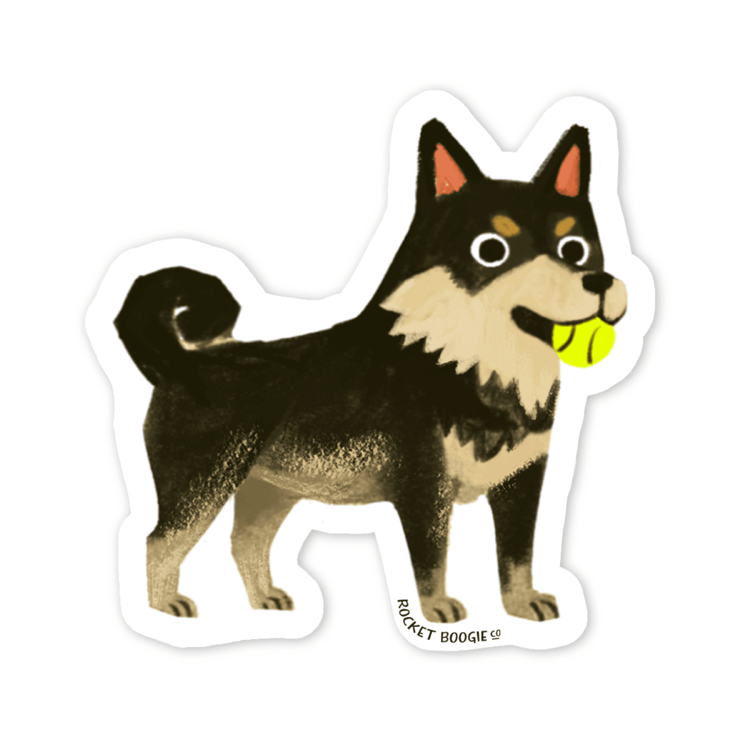 Shiba Inu Dog with Tennis Ball Sticker