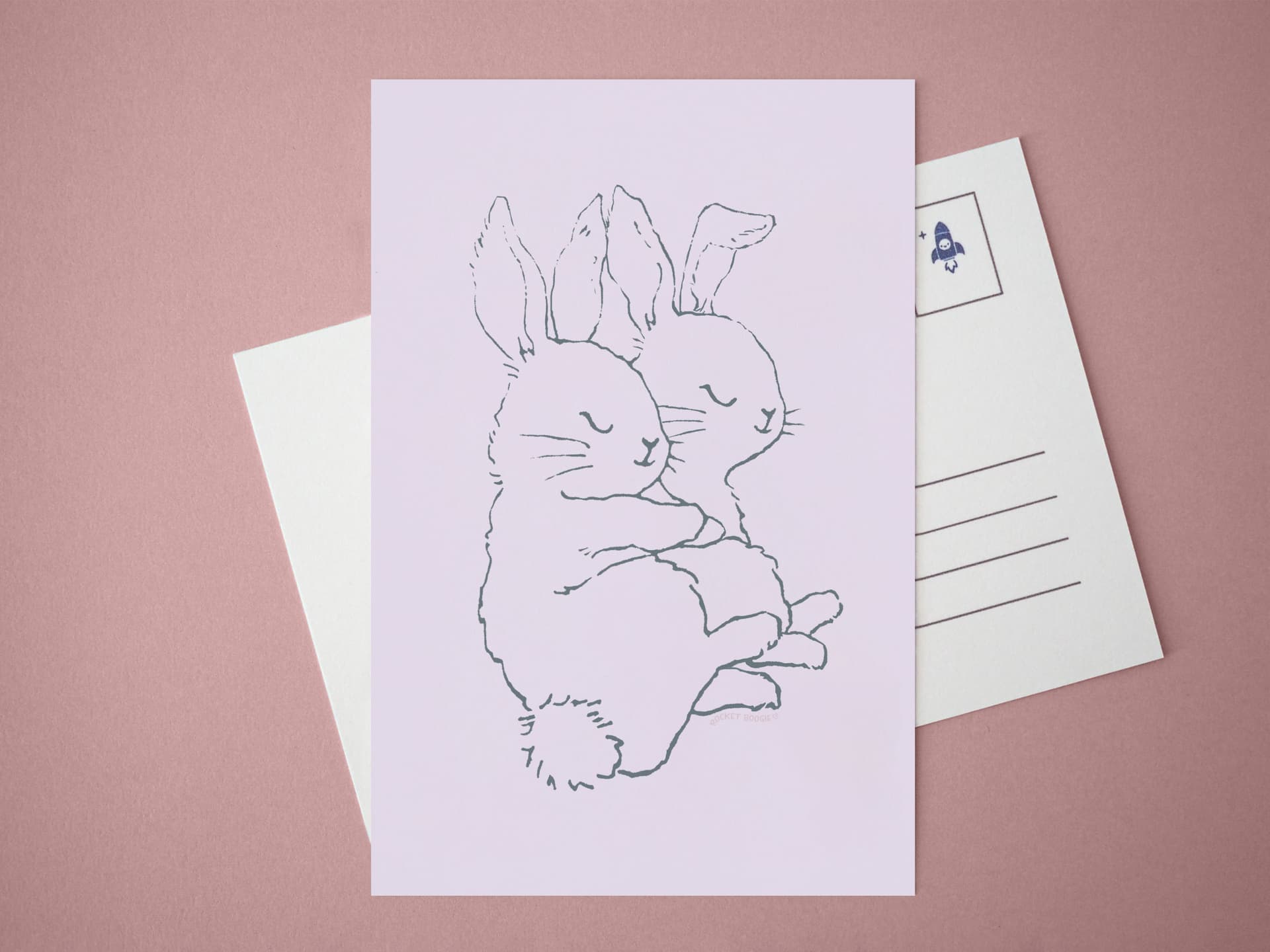 Sleepy Bunnies Mini Print / Postcard