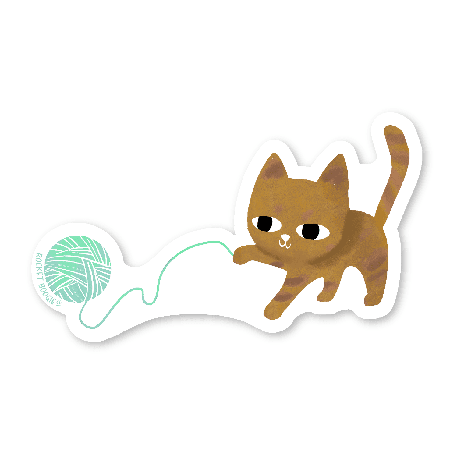 Light Brown Cat with Yarn Sticker