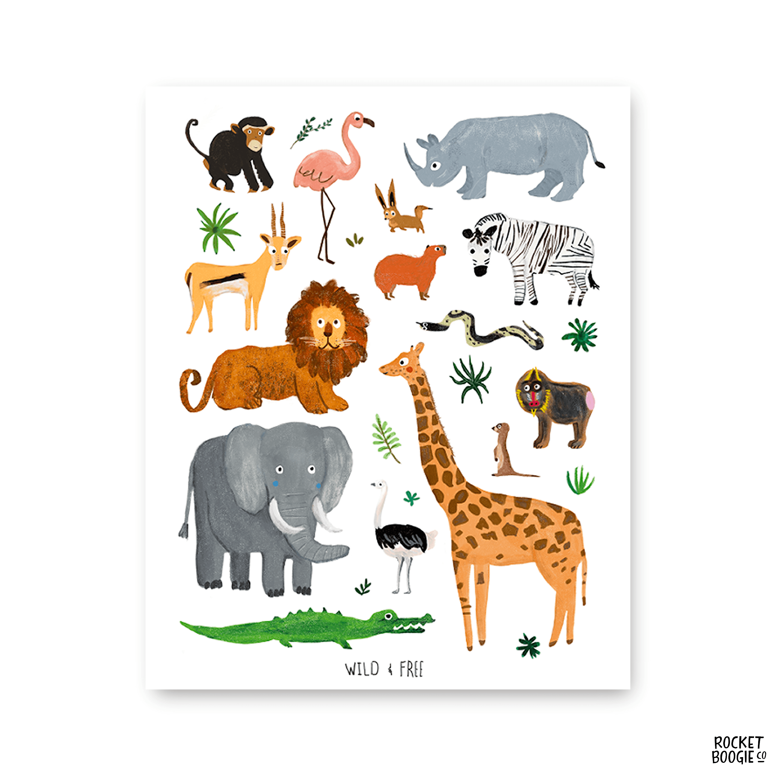 Jungle + Safari Animals Print